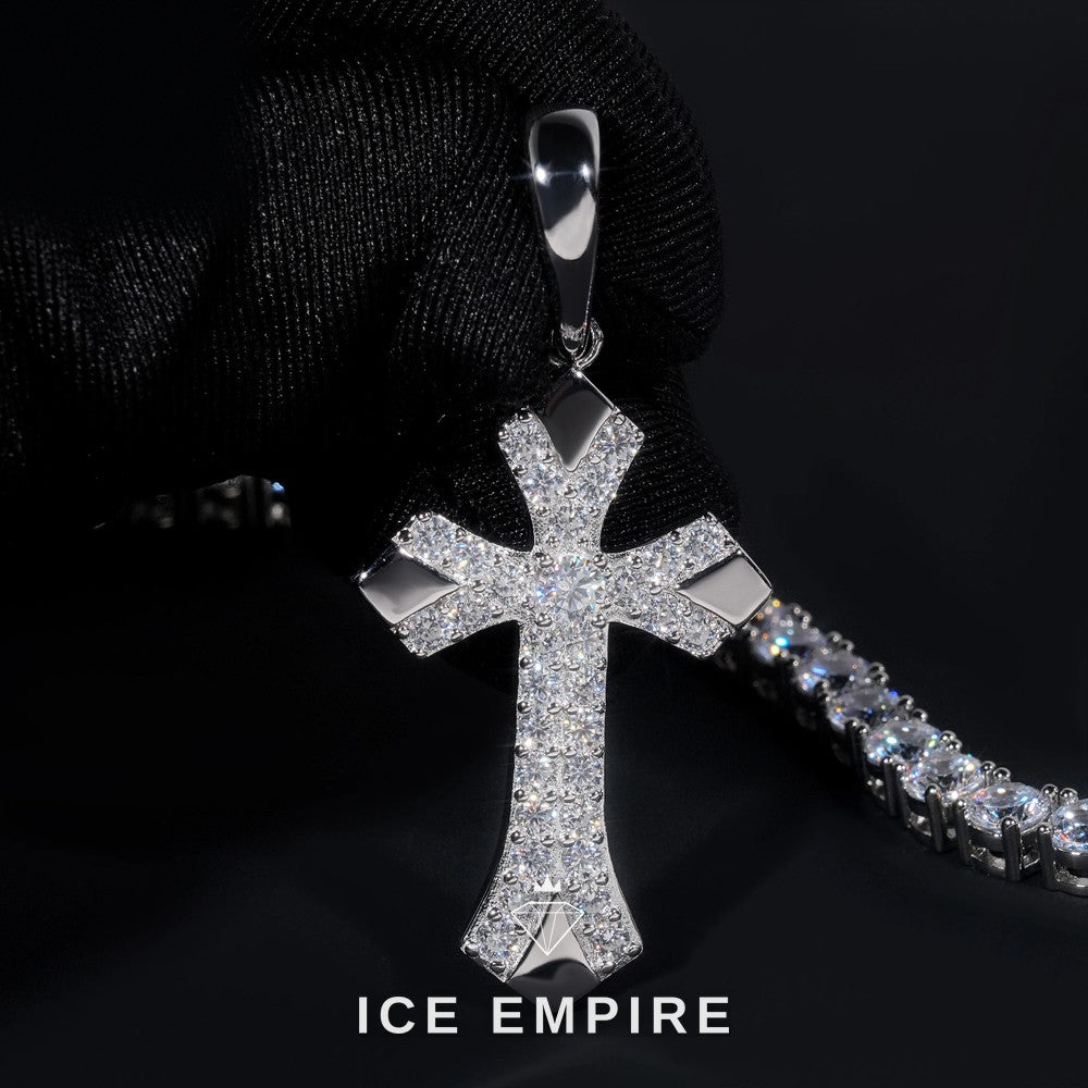 Iced Out Cross 925 Silver Pendant