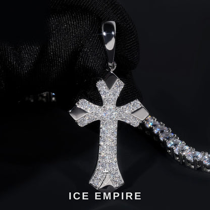 Iced Out Cross 925 Silver Pendant