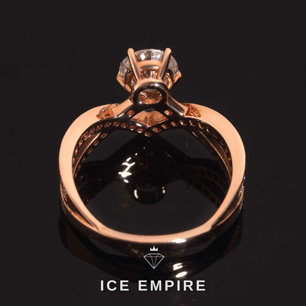 Iced Out 14K Gold Moissanite Wedding Band
