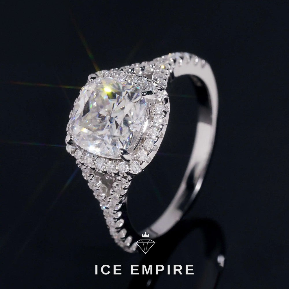 Iced Out Cluster Rose Gold Plated Moissanite Wedding Band