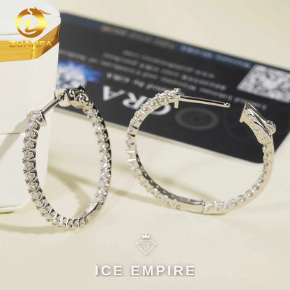 Iced Out Gold Plated Moissanite Hoop Earrings