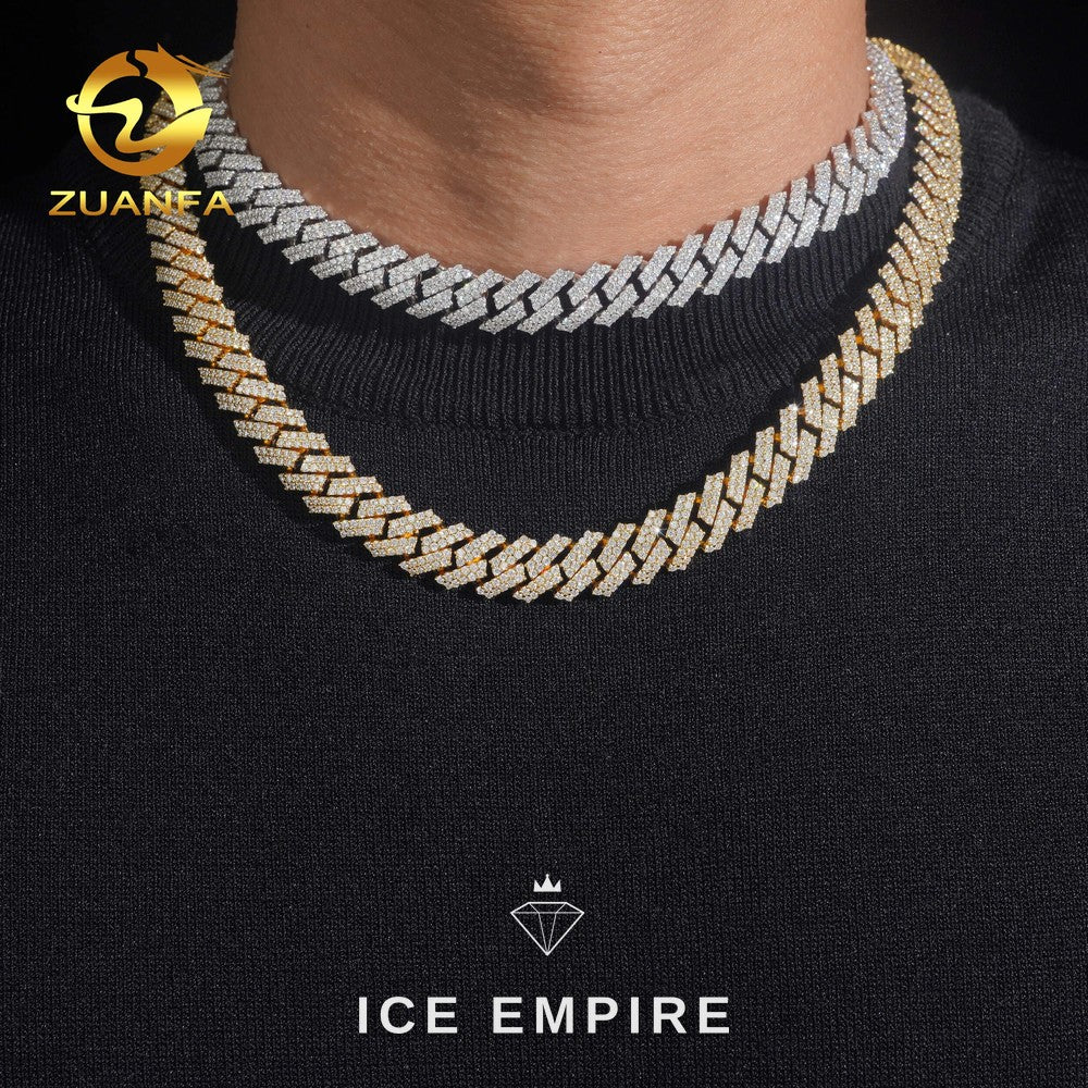 Iced Out 925 Silver Moissanite Cuban Chain