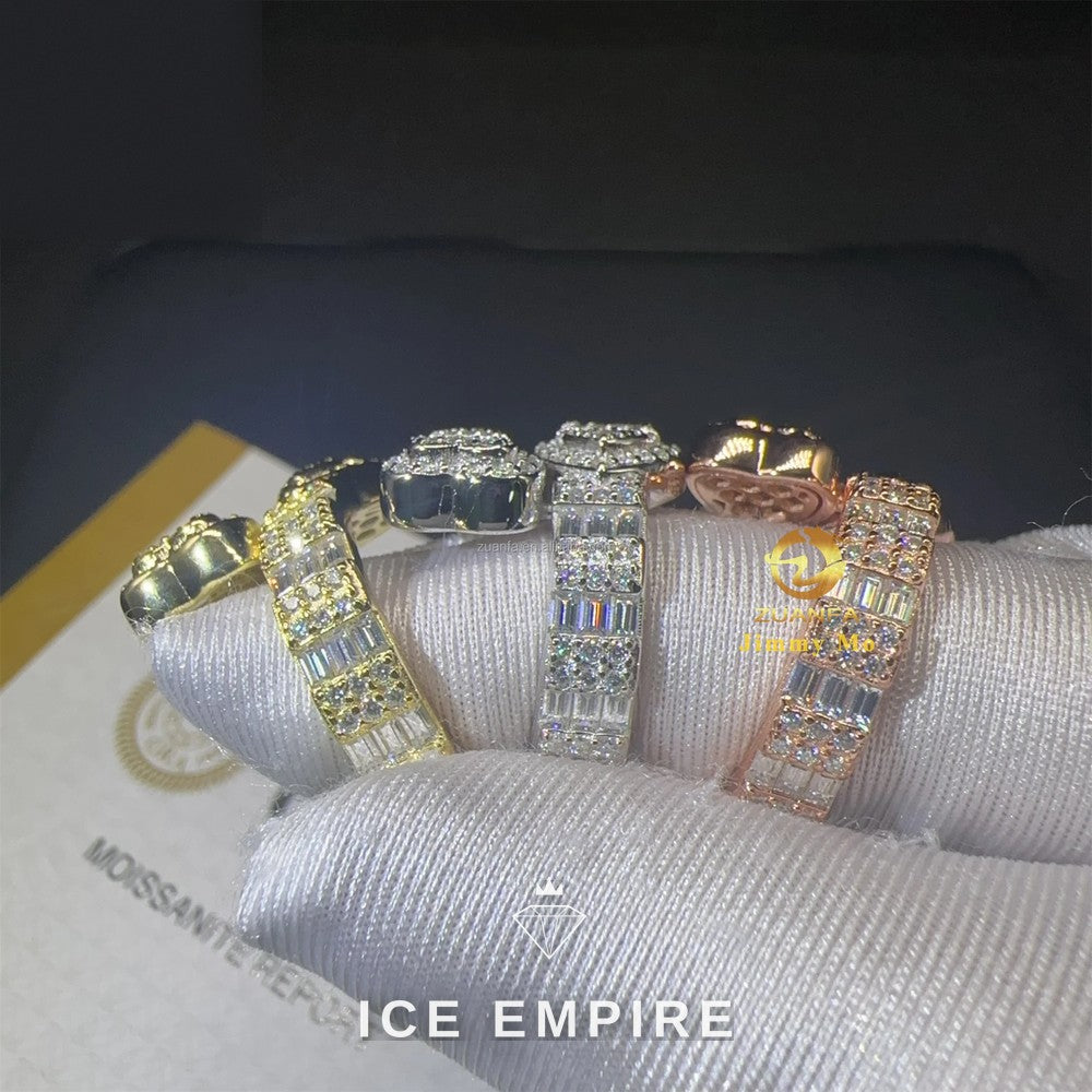 Iced Out Baguette Rose Gold Plated Moissanite Ring