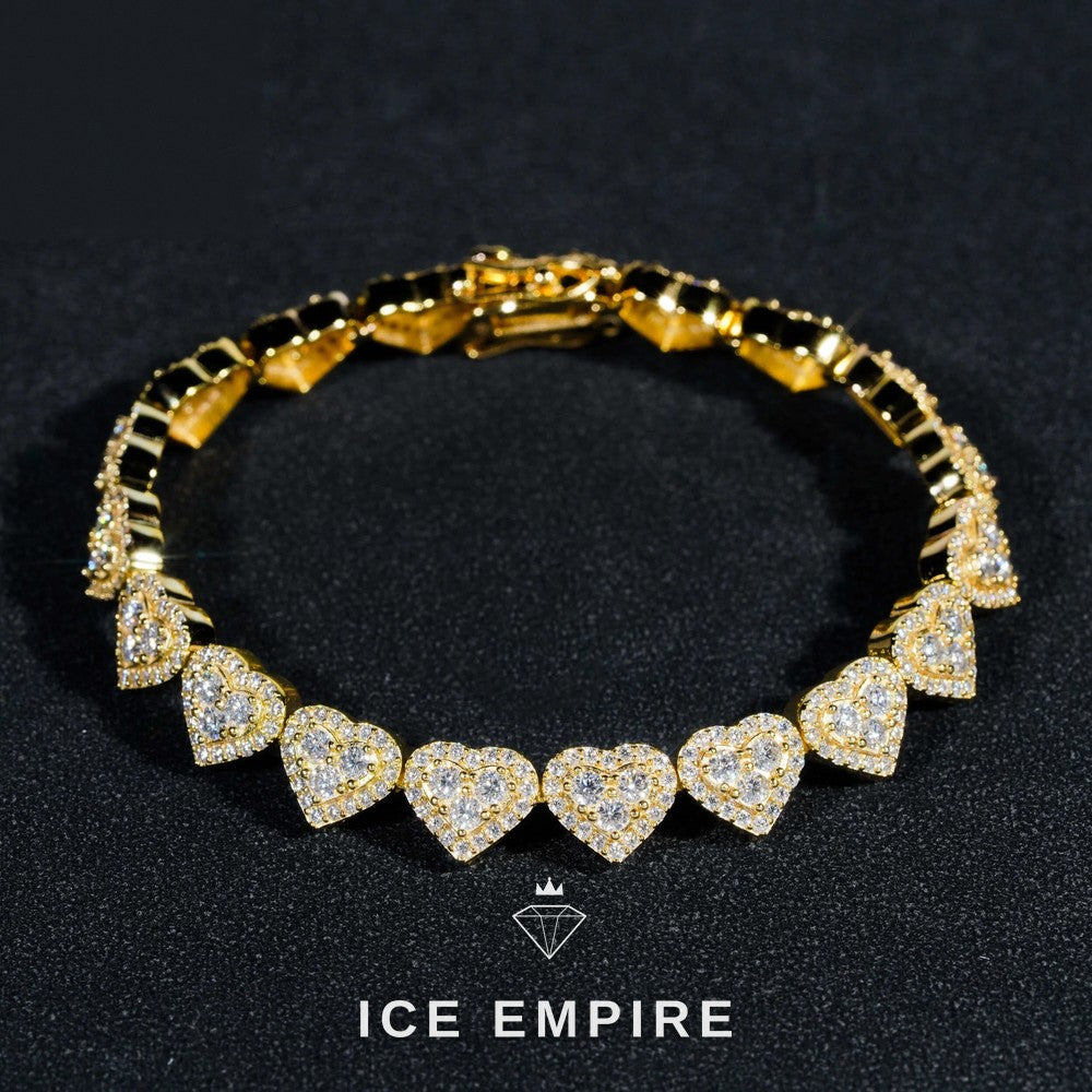 Iced Out Heart Rose Gold Plated Moissanite Cuban Chain