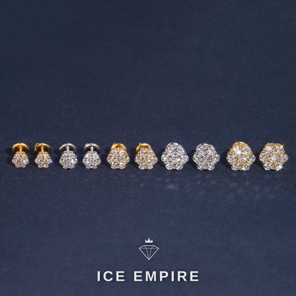 Iced Out Cluster Rose Gold Plated Lab Grown Diamond Earrings