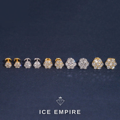 Iced Out Cluster Rose Gold Plated Lab Grown Diamond Earrings