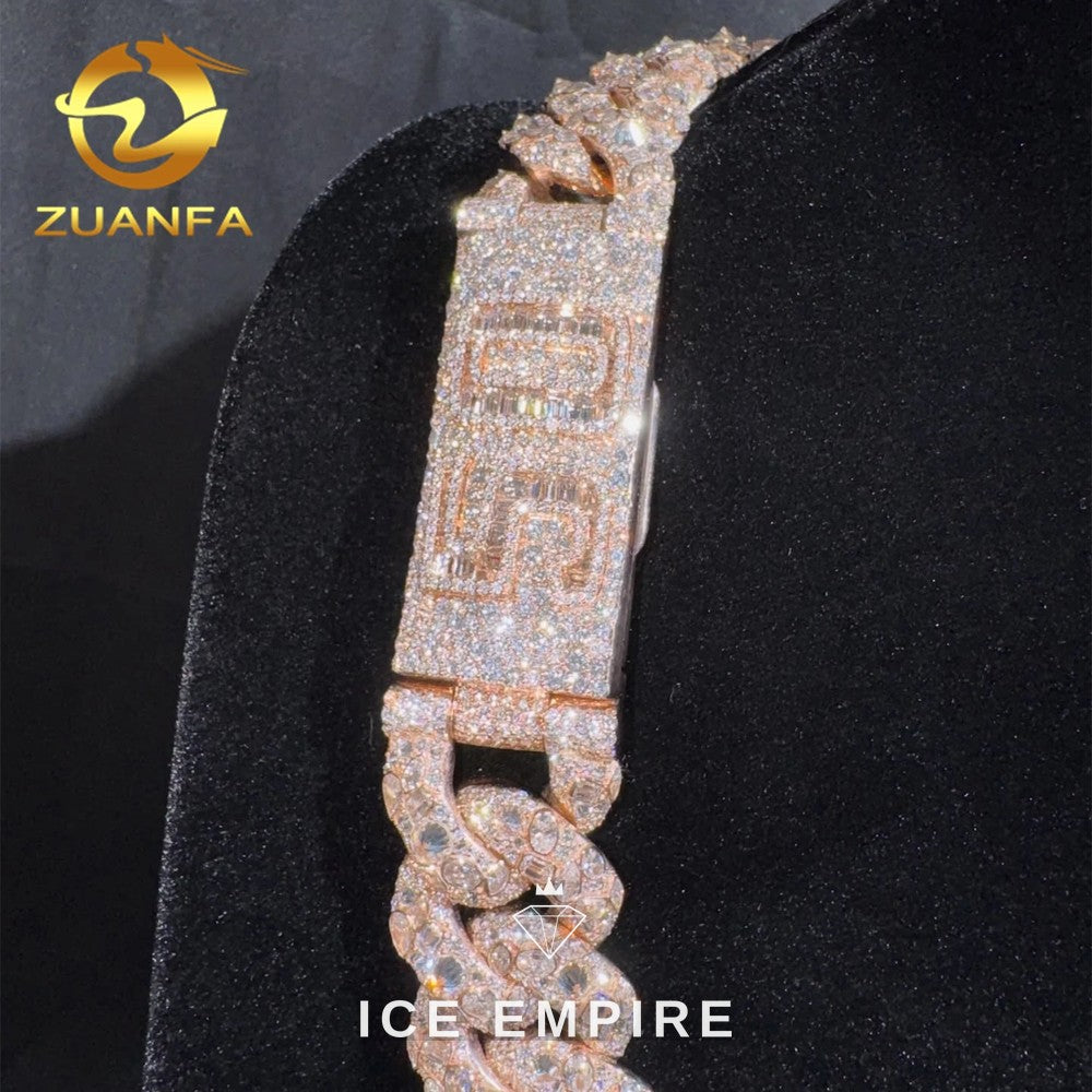 Iced Out Rose Gold Plated Moissanite Cuban Chain