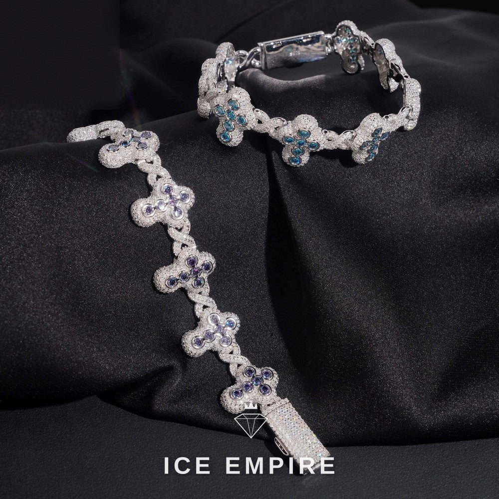 Iced Out Cross 925 Silver Moissanite Bracelet