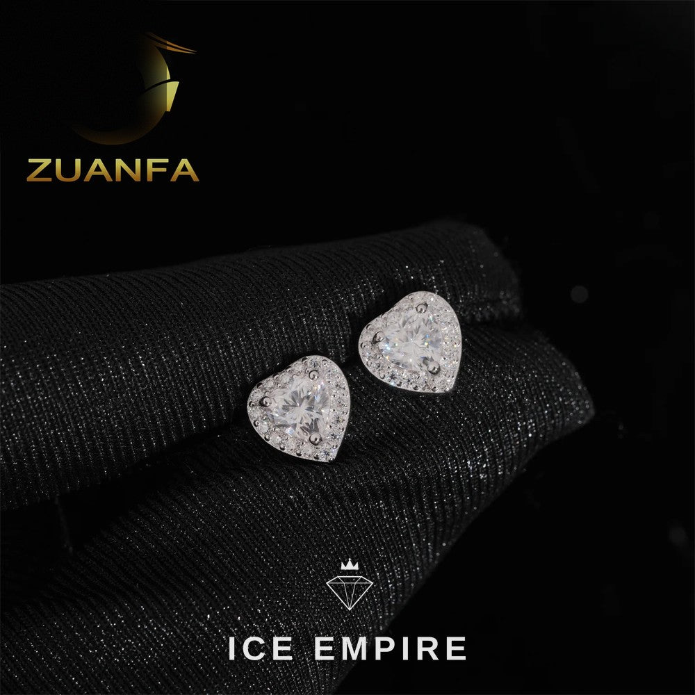 Iced Out Heart Rose Gold Plated Moissanite Earrings