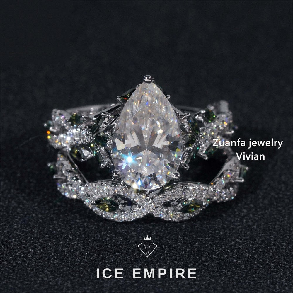 Iced Out 14K Gold Moissanite Wedding Band