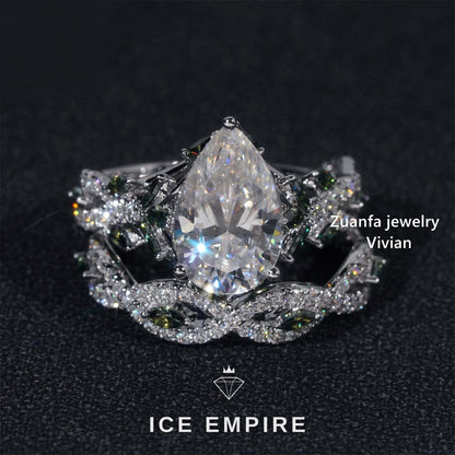 Iced Out 14K Gold Moissanite Wedding Band