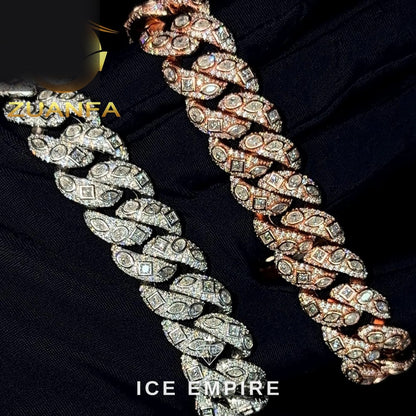 Iced Out 925 Silver Moissanite Cuban Chain