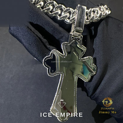 Iced Out Cross Gold Plated Moissanite Cuban Chain