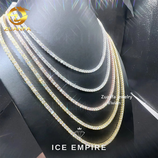 Iced Out Rose Gold Plated Moissanite Tennis Chain