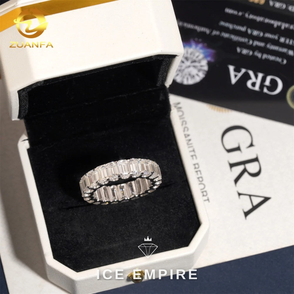 Iced Out 925 Silver Moissanite Engagement Ring