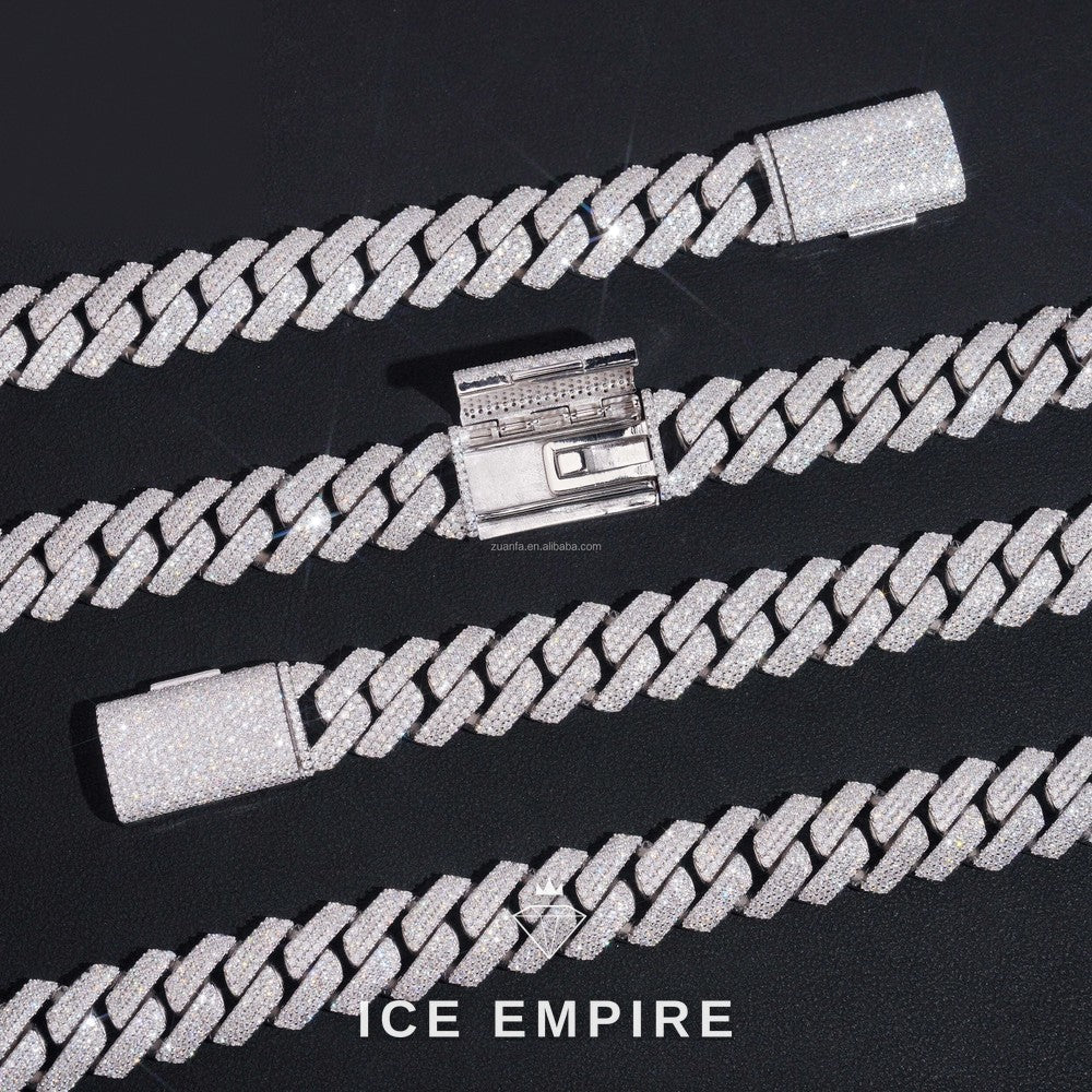 Iced Out 925 Silver Moissanite Cuban Chain