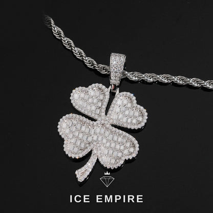 Iced Out Baguette Gold Plated Lab Grown Diamond Pendant
