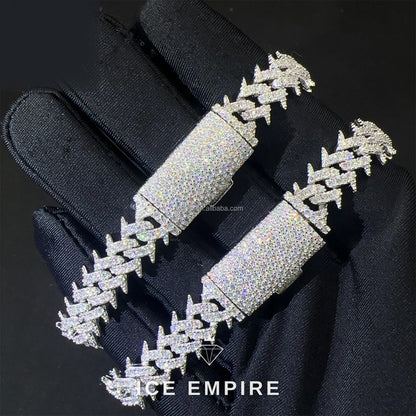 Iced Out 925 Silver Moissanite Cuban Chain