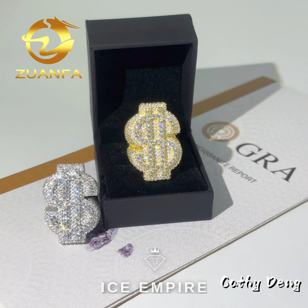 Iced Out Heart 925 Silver Moissanite Ring