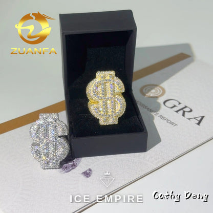 Iced Out Heart 925 Silver Moissanite Ring