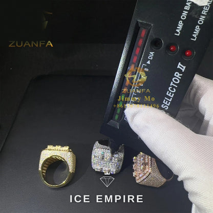 Iced Out Baguette 925 Silver Moissanite Ring