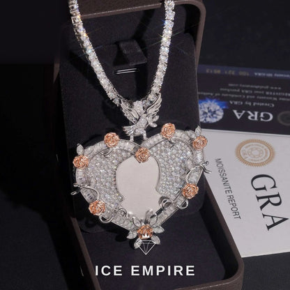 Iced Out Heart 925 Silver Moissanite Pendant