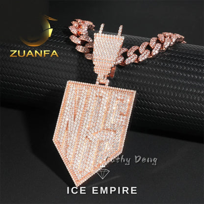 Iced Out Baguette Rose Gold Plated Moissanite Cuban Chain