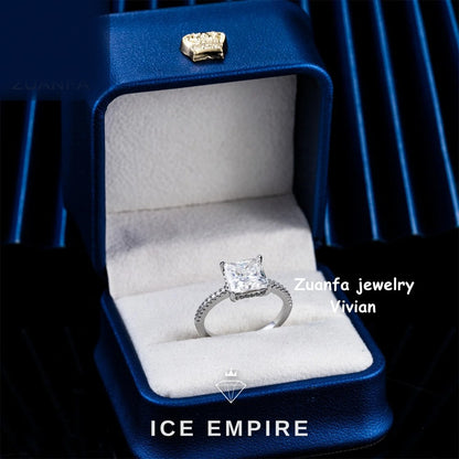 Iced Out 925 Silver Moissanite Wedding Band