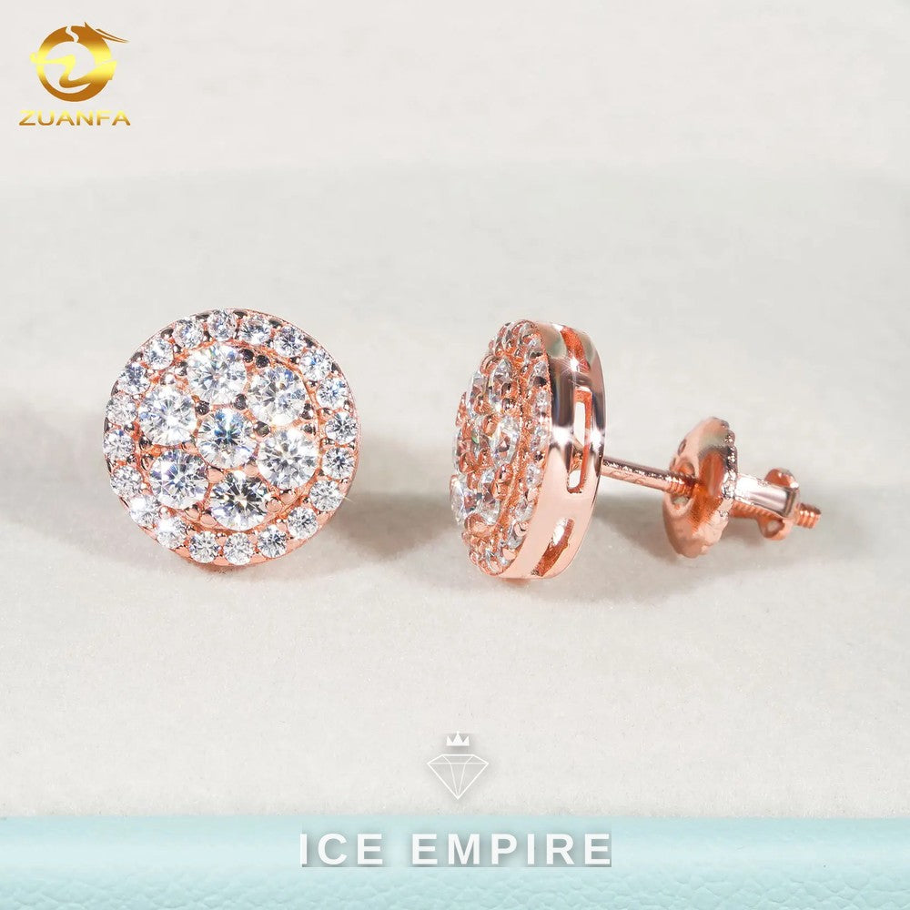 Iced Out Rose Gold Plated Moissanite Earrings
