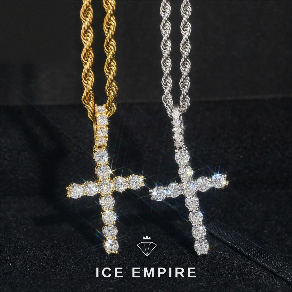 Iced Out Cross 925 Silver Moissanite Pendant