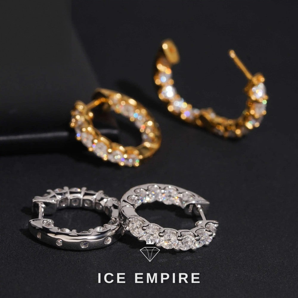 Iced Out Gold Plated Moissanite Stud Earrings
