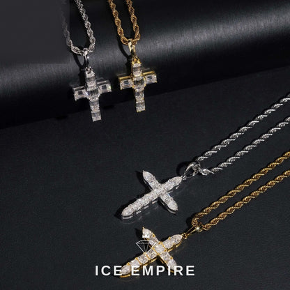 Iced Out Cross Rose Gold Plated Moissanite Pendant