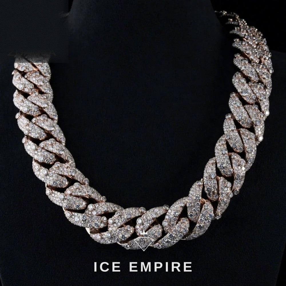 Iced Out Rose Gold Plated Moissanite Cuban Chain