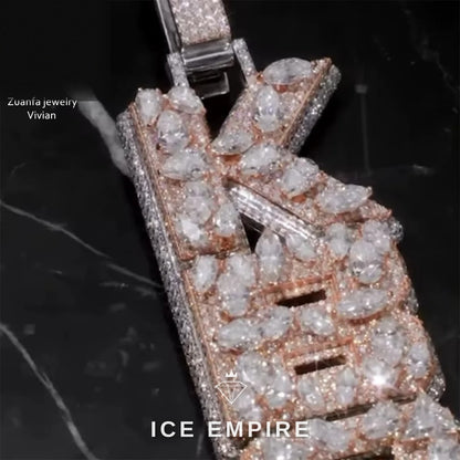 Iced Out Cross Gold Plated Moissanite Pendant
