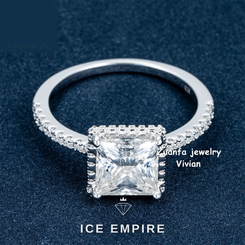 Iced Out 925 Silver Moissanite Ring