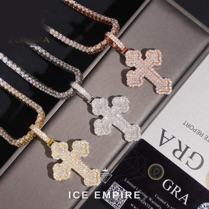 Iced Out Cross 925 Silver Pendant