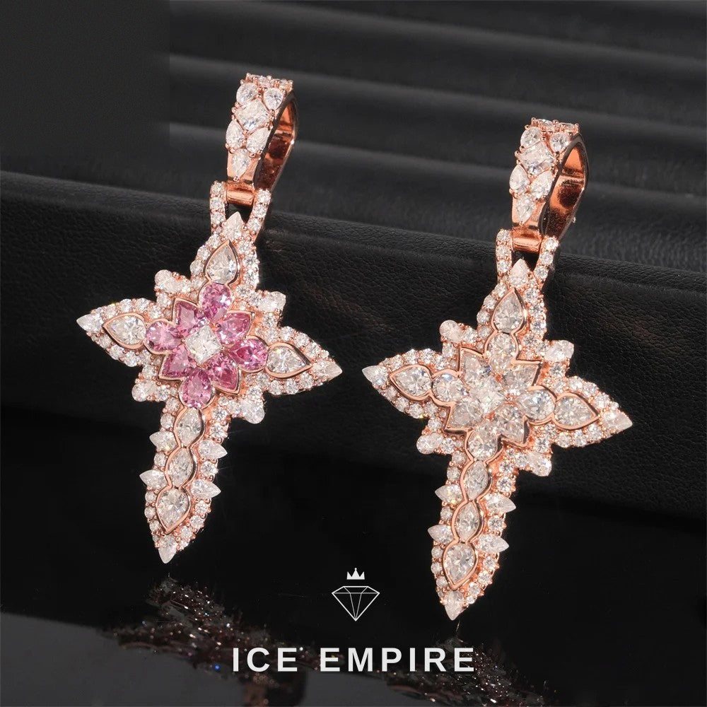 Iced Out Cross Rose Gold Pendant