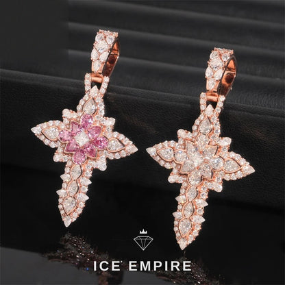 Iced Out Cross Rose Gold Pendant