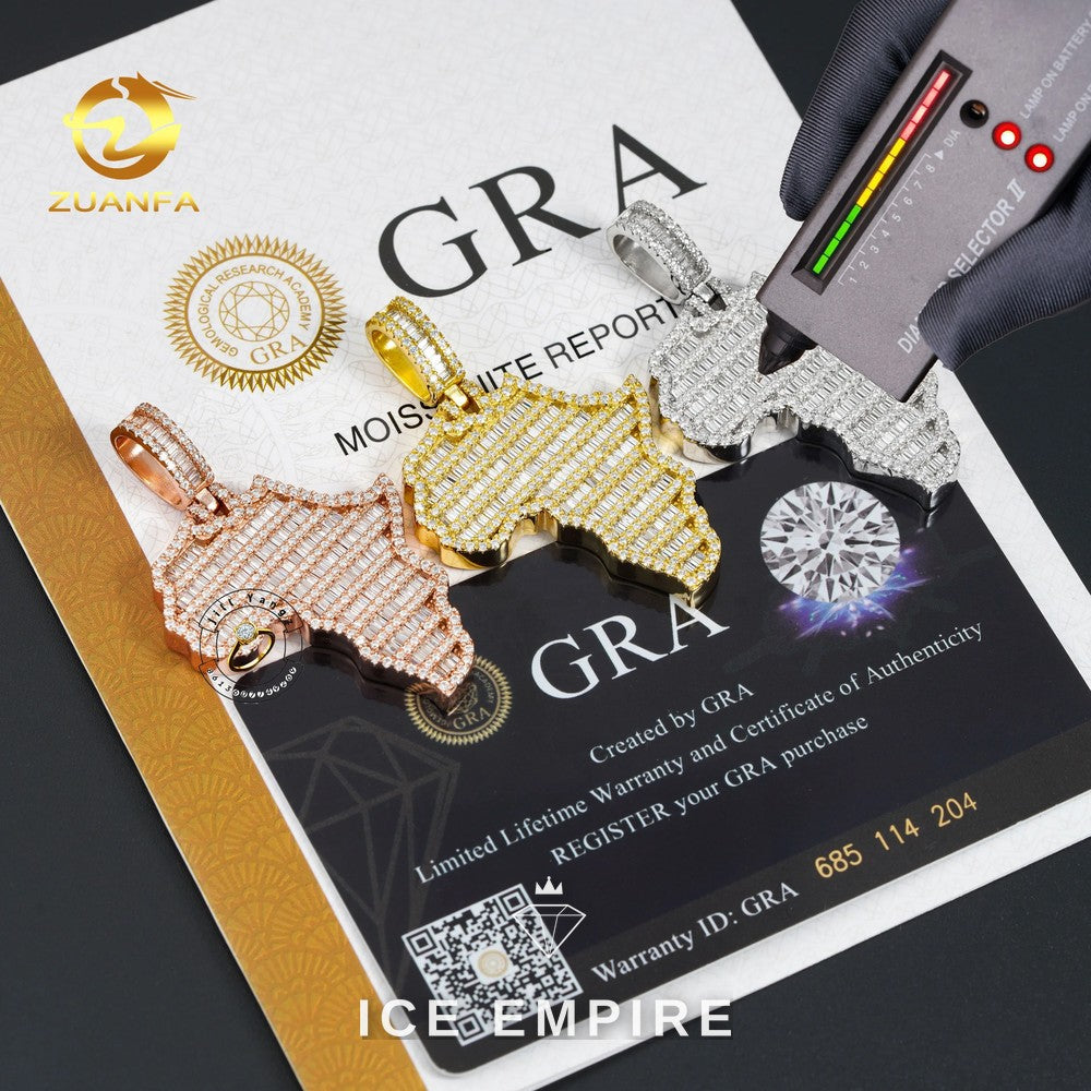 Iced Out Baguette 925 Silver Pendant