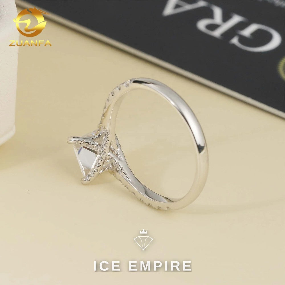 Iced Out 14K Gold Moissanite Engagement Ring