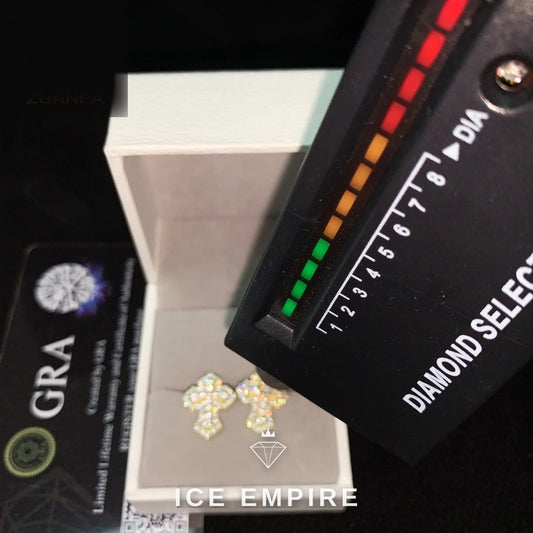 Iced Out Cross Gold Plated Moissanite Hoop Earrings