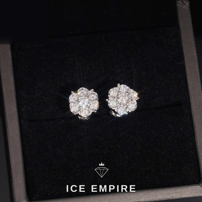 Iced Out Cluster 925 Silver Moissanite Stud Earrings