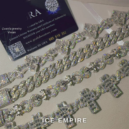 Iced Out 925 Silver Moissanite Cuban Chain
