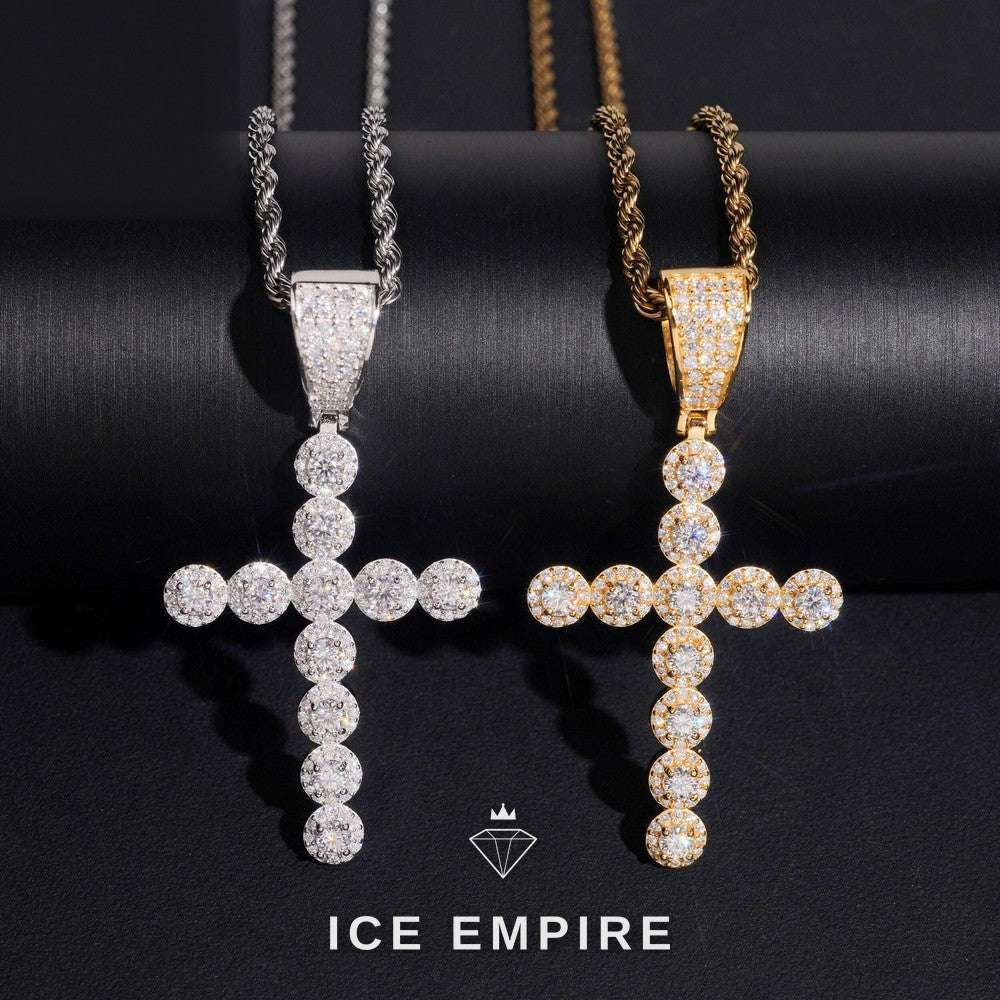 Iced Out Cross Rose Gold Plated Moissanite Pendant