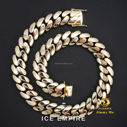 Iced Out 14K Gold Cuban Chain