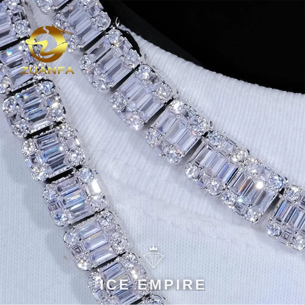 Iced Out Baguette Rose Gold Plated Moissanite Cuban Chain
