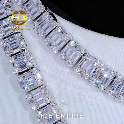 Iced Out Baguette Rose Gold Plated Moissanite Cuban Chain