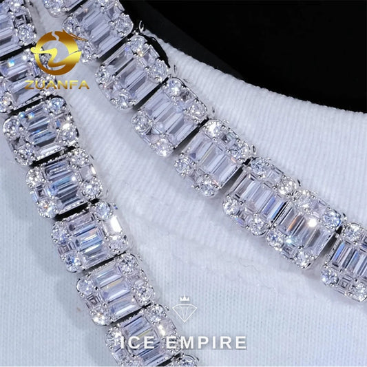 Iced Out Baguette Rose Gold Plated Moissanite Cuban Chain