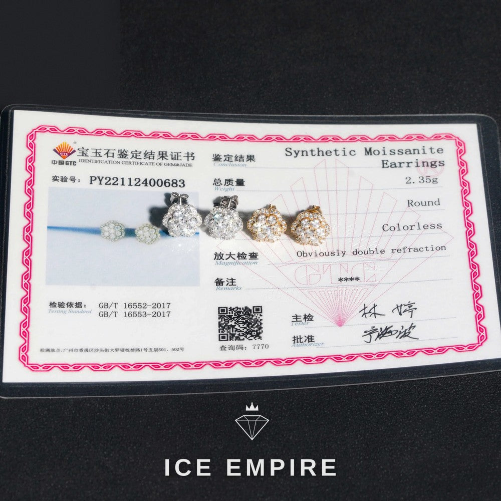 Iced Out Cluster 14K Gold Lab Grown Diamond Earrings