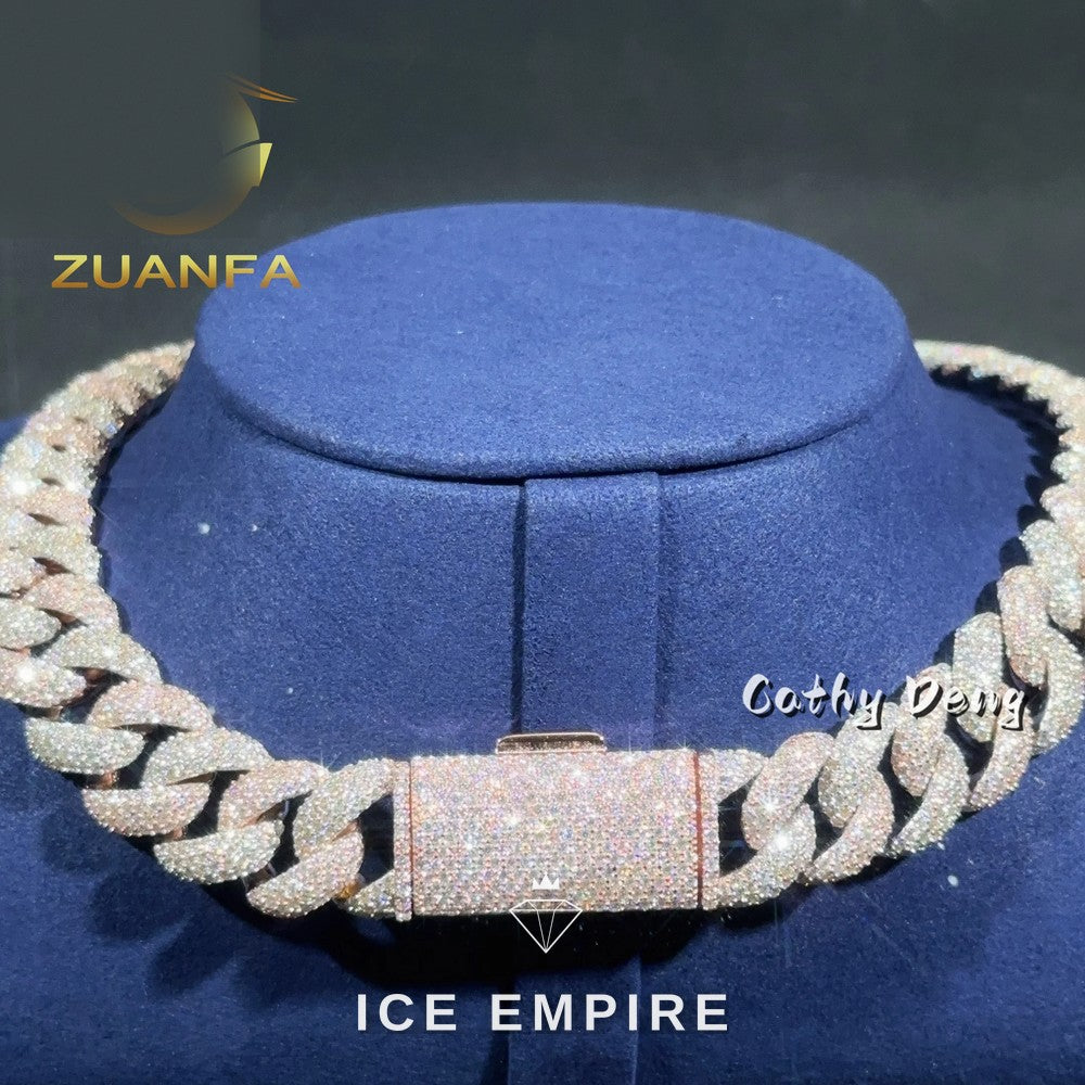 Iced Out Rose Gold Plated Moissanite Cuban Chain